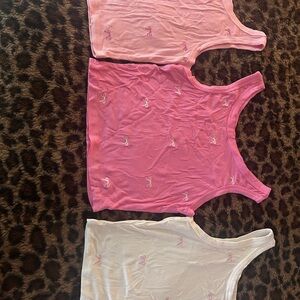 SHEIN Pink and White Tank Tops